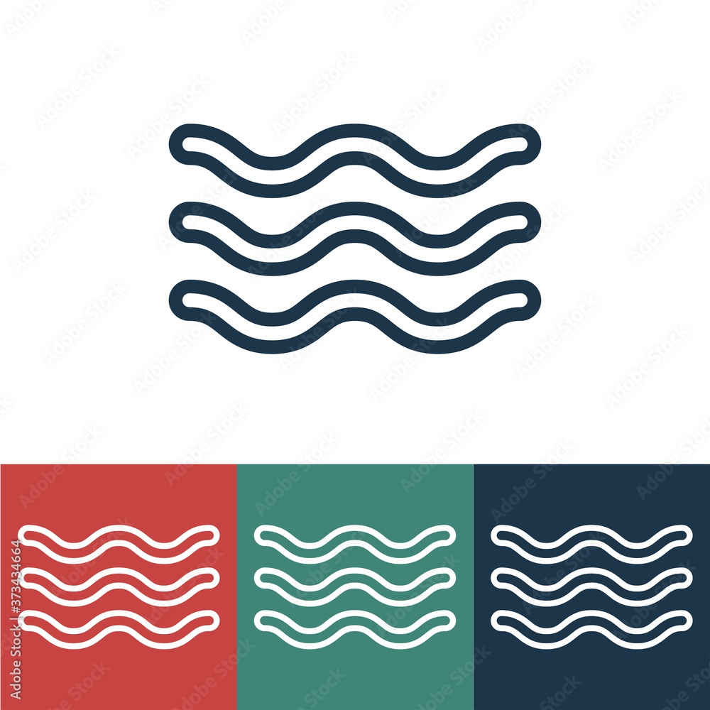 Linear vector icon with sea wave Linear vector icon with sea wave