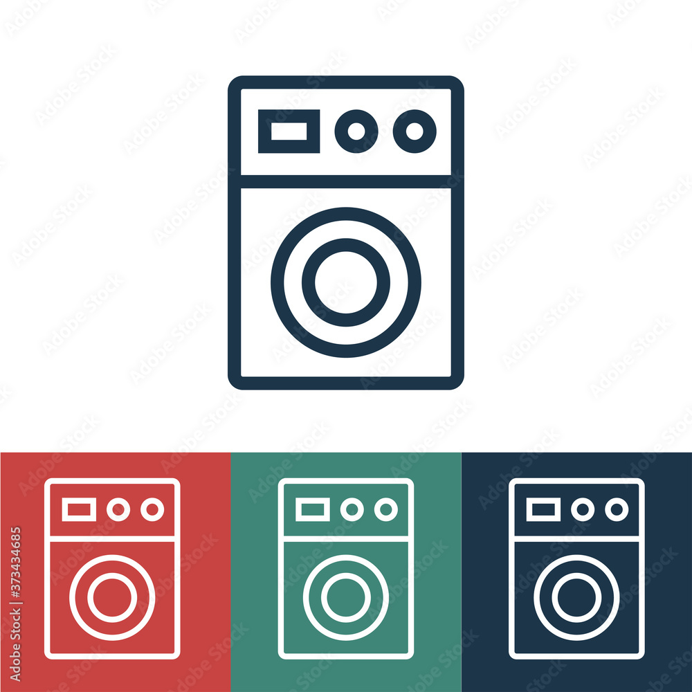 Linear vector icon with washing machine Linear vector icon with washing machine