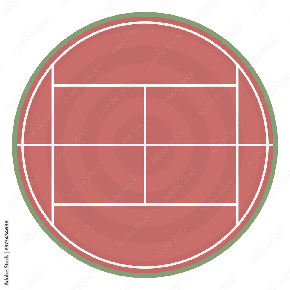Fototapeta premium Round field for play tennis, vector illustration.