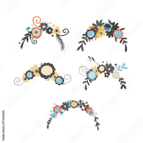 vector illustration. a set of flower wreaths for various decor and design