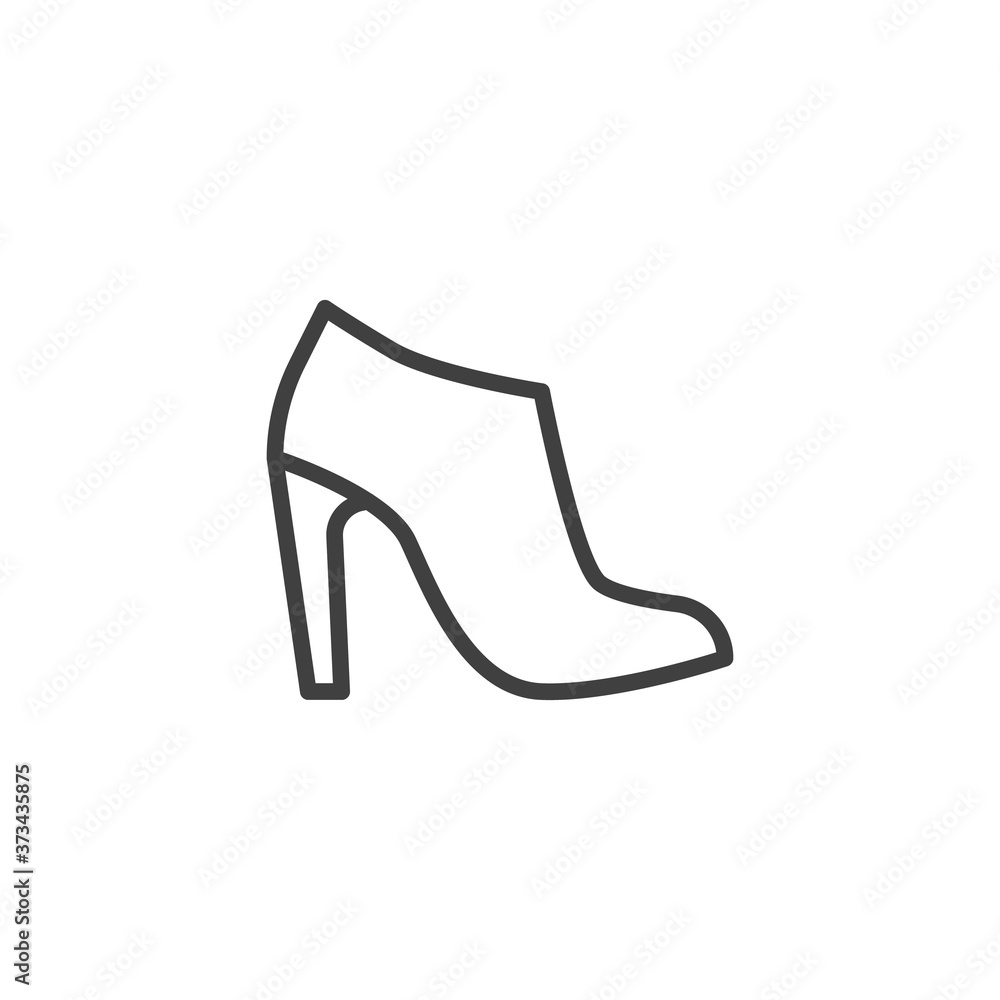 Glamour women shoe line icon. linear style sign for mobile concept and web design. High heels shoes outline vector icon. Symbol, logo illustration. Vector graphics Glamour women shoe line icon. linear style sign for mobile concept and web design. High heels shoes outline vector icon. Symbol, logo illustration. Vector graphics
