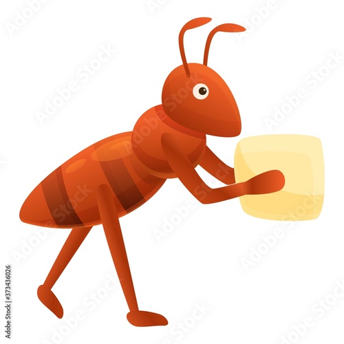 Ant cube sugar icon. Cartoon of ant cube sugar vector icon for web design isolated on white background