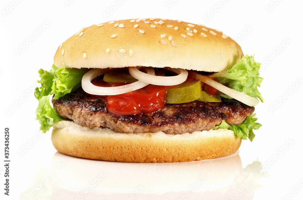 Small Hamburger - Fast Food on white Background - Isolated Small Hamburger - Fast Food on white Background - Isolated