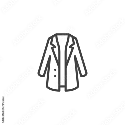 Trendy stylish coat line icon. linear style sign for mobile concept and web design. Coat with collar outline vector icon. Symbol, logo illustration. Vector graphics