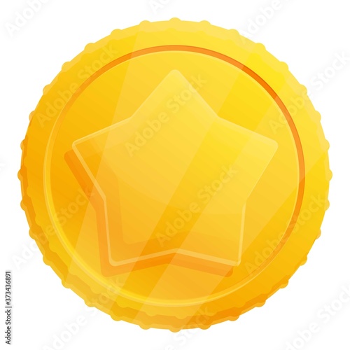 Star gold token icon. Cartoon of star gold token vector icon for web design isolated on white background