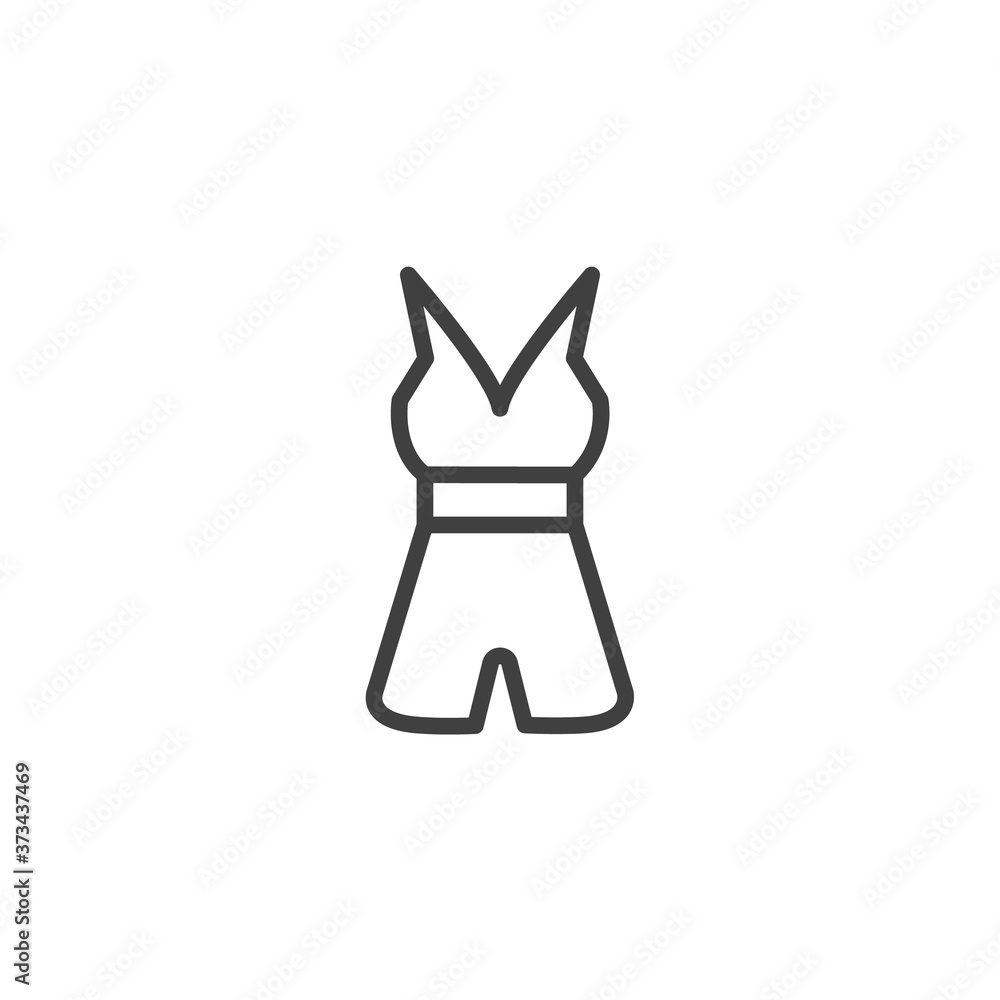 Sundress line icon. linear style sign for mobile concept and web design. Off Shoulder dress outline vector icon. Symbol, logo illustration. Vector graphics