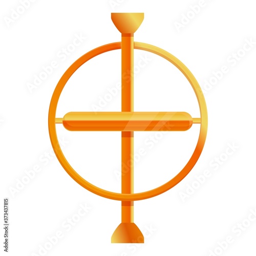 Gold gyroscope icon. Cartoon of gold gyroscope vector icon for web design isolated on white background