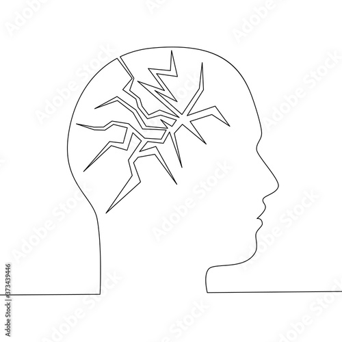Continuous line drawn psychological trauma concept