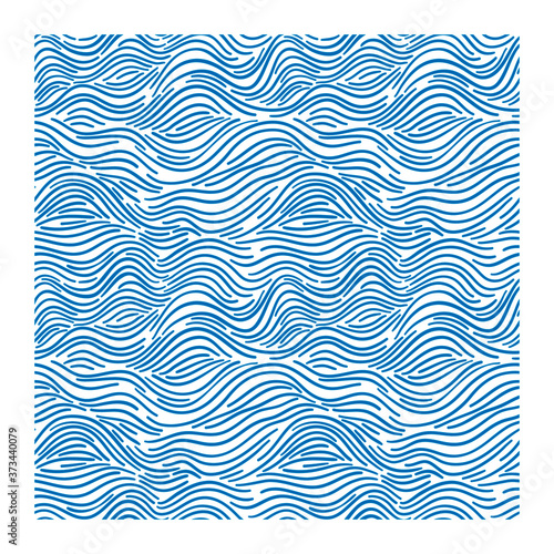 Seamless pattern with blue waves. Design for backdrops with sea, rivers or water texture. Repeating texture. Figure for textiles.