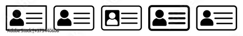 ID Card Icon Black | Driver's License Illustration | ID Badge Symbol | Identity Logo | Pass Passport Sign | Isolated | Variations