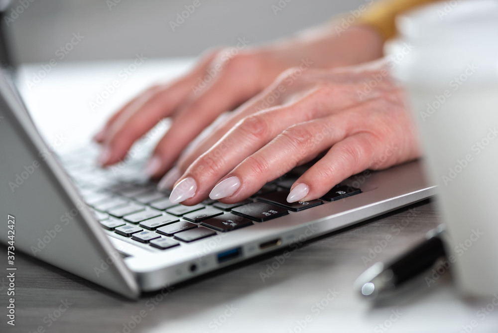 Female hands working on laptop Female hands working on laptop