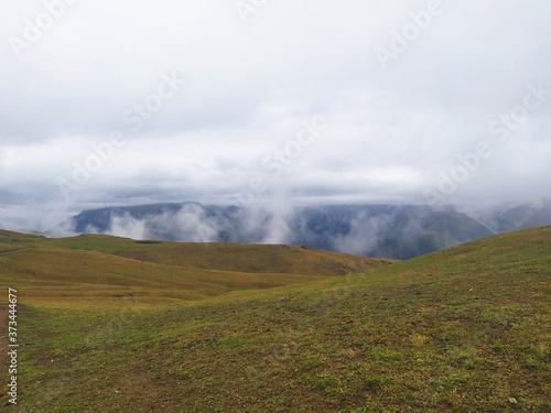 mountain landscape with fog
