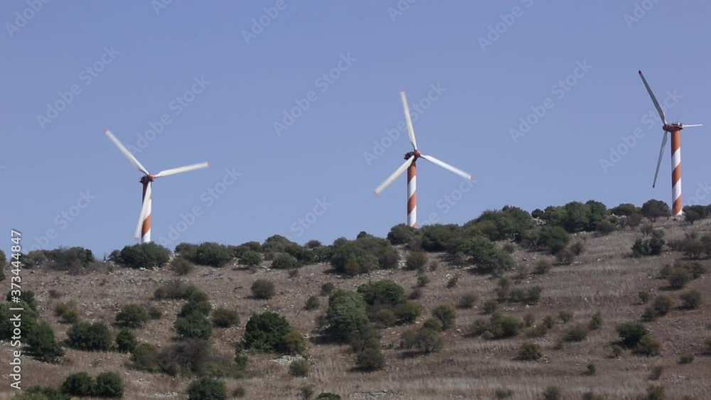 WS View of Wind turbines on golan heights / golan heights, Israel WS View of Wind turbines on golan heights / golan heights, Israel
