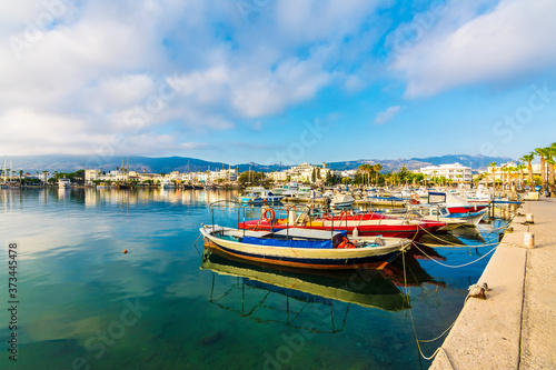 Beautiful harbour view in Kos Island. Kos Island is a popular tourist destination in Greece. © nejdetduzen