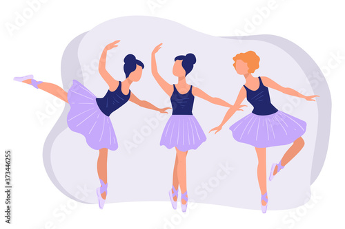 Female ballet dancers practicing, preparing for stage performance
