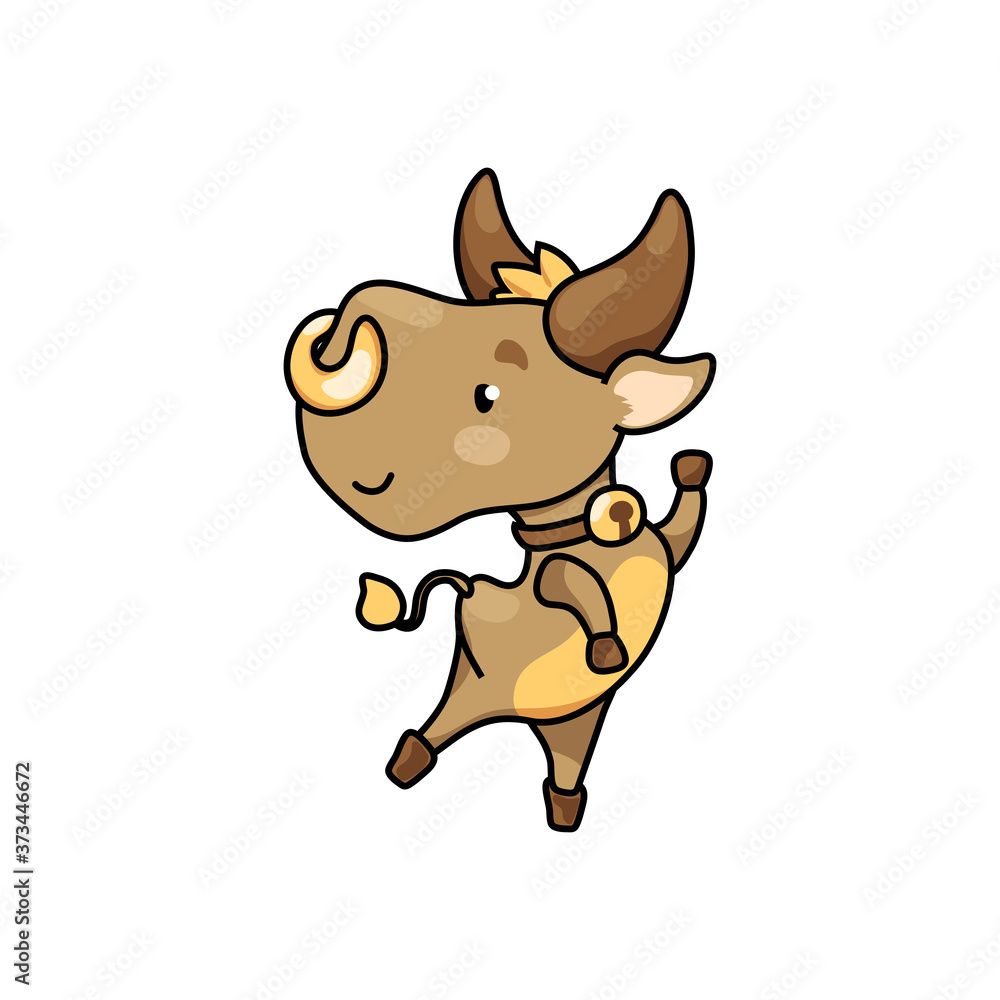 Cute cow cartoon character jump. 2021 Year Lunar Zodiac Animal. Chinese New Year of Ox. Cow vector illustration on white background. Friendly bull mascot. Domestic farm animal icon. Joyful ox sticker Cute cow cartoon character jump. 2021 Year Lunar Zodiac Animal. Chinese New Year of Ox. Cow vector illustration on white background. Friendly bull mascot. Domestic farm animal icon. Joyful ox sticker