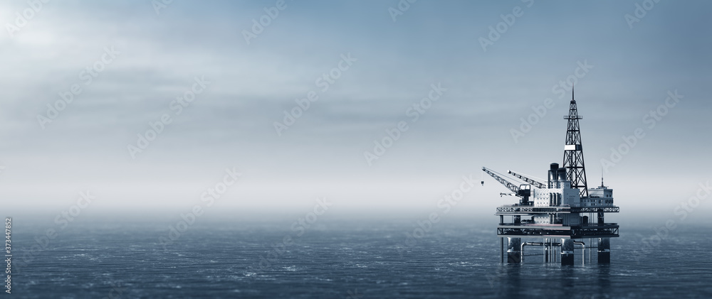 Offshore drilling rig on the sea. Oil platform