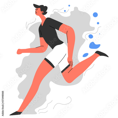 Running man, jogging and keeping fit healthy habits