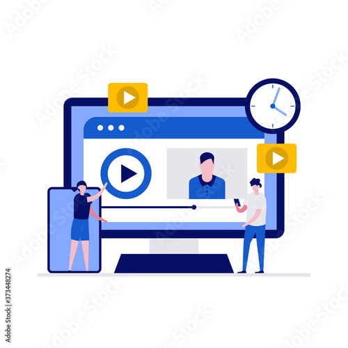 Live steaming, mobile phone and live video stream concept. People character streaming via smartphone. Modern vector illustration in flat style for landing page, mobile app, web banner, hero images