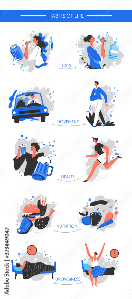Changing bad habits of life, healthy and active lifestyle Changing bad habits of life, healthy and active lifestyle