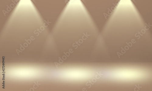 Topaz color stage background with three spotlight