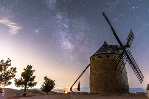 Windmill with the milky way