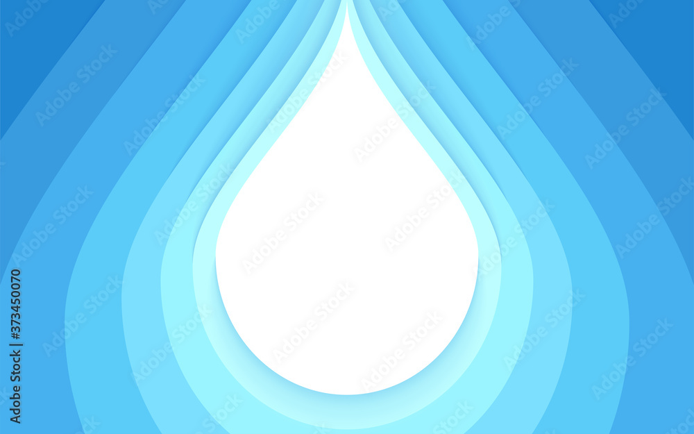 Abstract blue water drop aqua wave layer paper cut style background ...