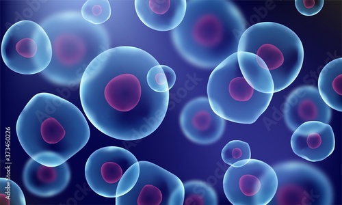 3d cell stem science background. Medical microscopic molecular conception. Biology research dna nucleus cells vector pattern. 