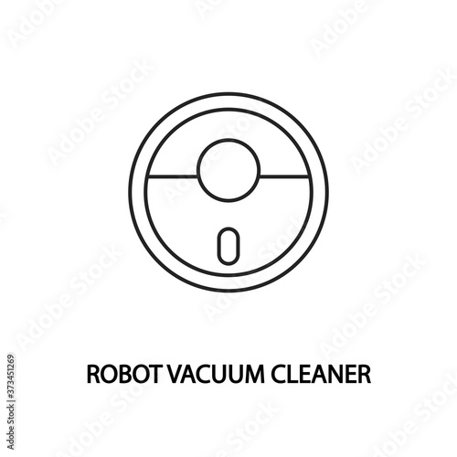 Robot vacuum cleaner line flat icon. Smart home appliances symbol.