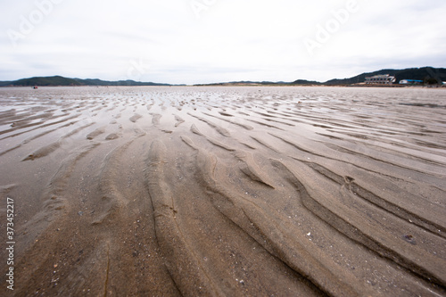 Waves texture small sand banks.