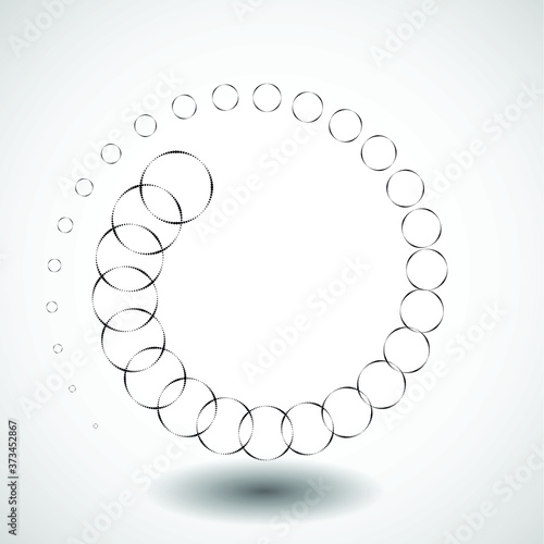 Halftone dots in tunnel form. round logo . vector dotted frame pipe . tube design element