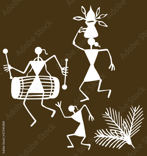Traditional Warli painting from northern Maharashtra