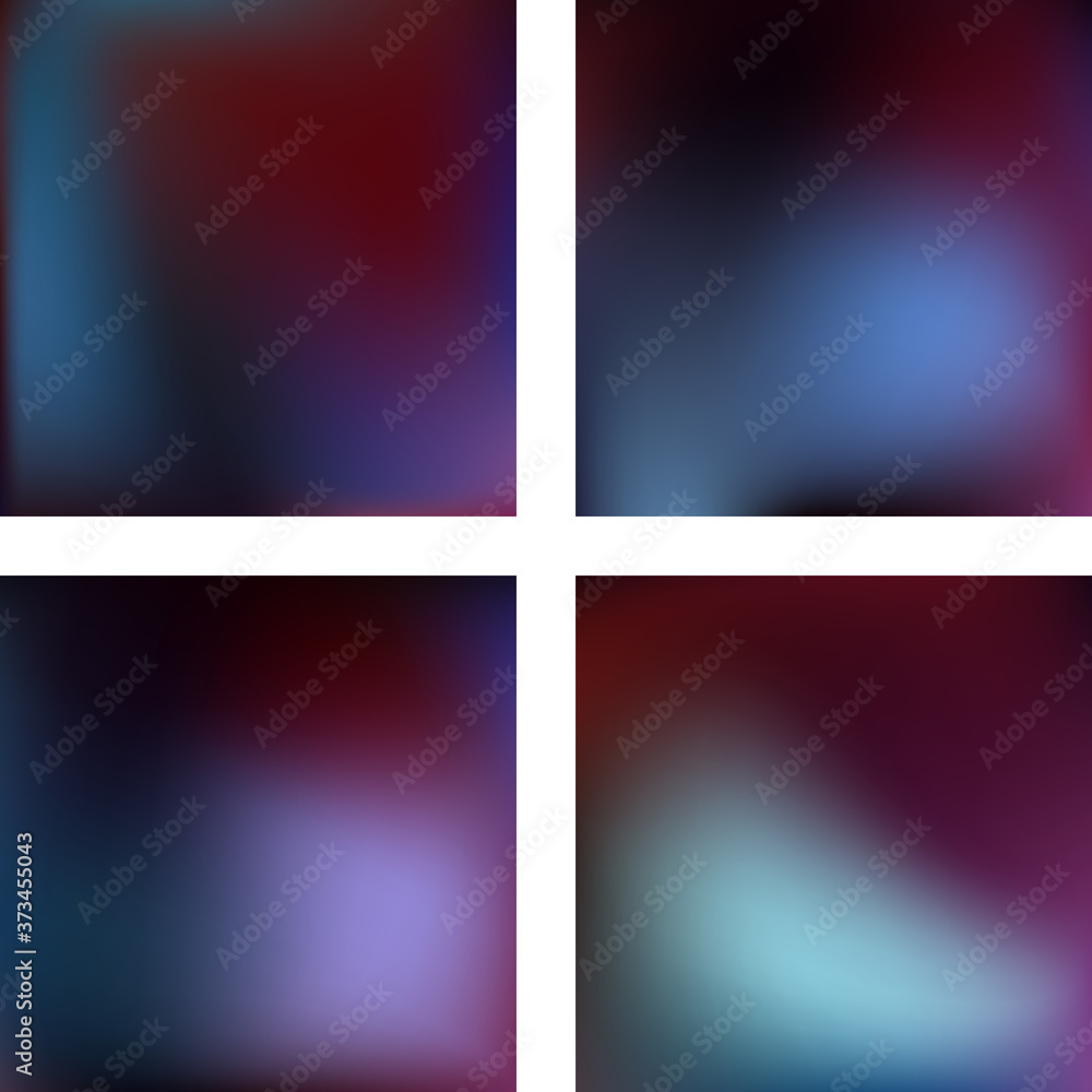 Set with abstract blurred backgrounds. Vector illustration. Modern geometrical backdrop. Abstract template. Black, brown, blue colors