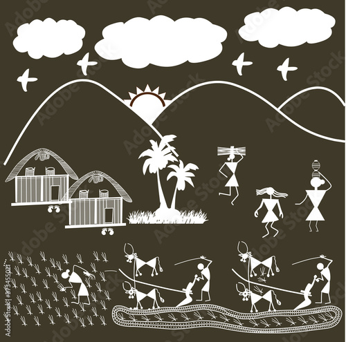 Traditional Warli painting from Northern Maharashtra