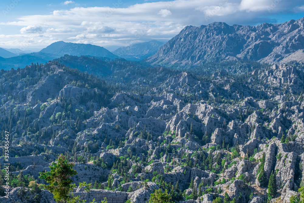 Naklejka premium very dense layers, unusual locations and dangerous impassable mountains