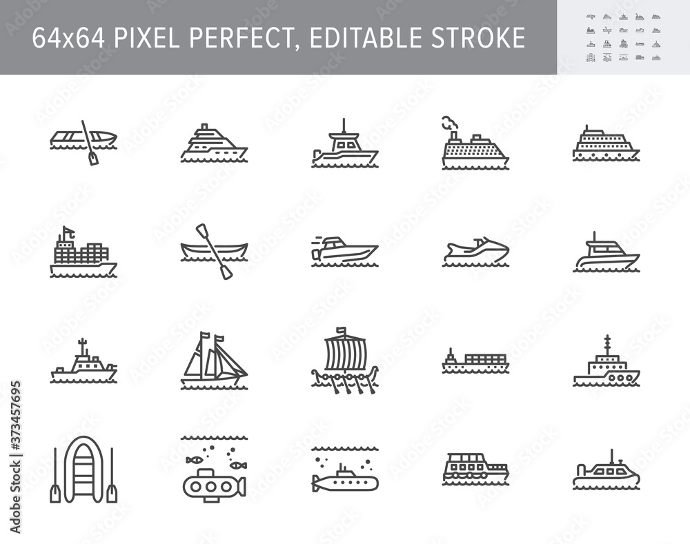 Ferry Pictogram Ship, boat line icons. Vector illustration included icon as yacht ...
