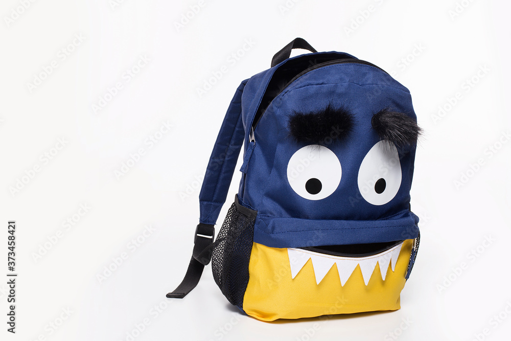 School during Covid19 pandemic monster face backpack on white background virus face Stock Photo Adobe Stock