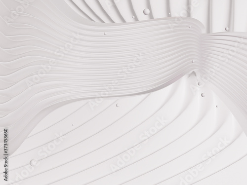 Abstract white wave background. 3D rendering