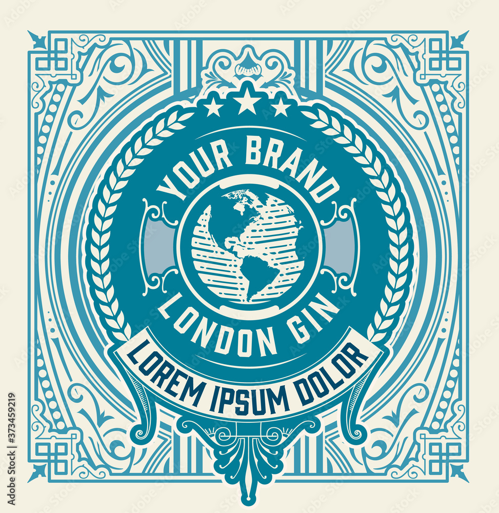 Old label with floral details. Elements by layers. Old label with floral details. Elements by layers.