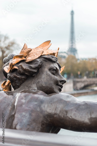 Beautiful Eiffel tower view from Pont Alexandre 3