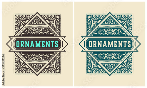 Old label with floral details. Elements by layers.