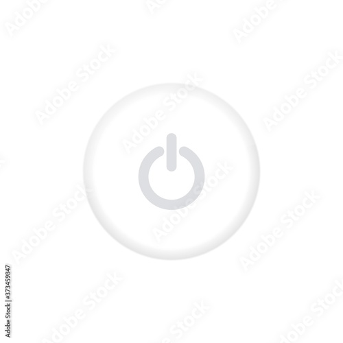 Power button on white background. Realistic button in neumorphic design. Neumorphism
