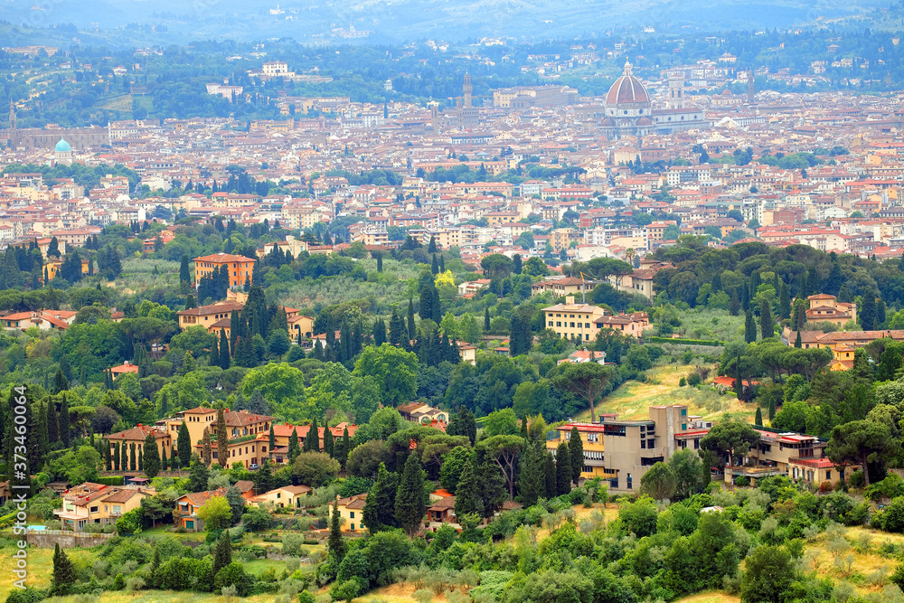 Aerial view of Fiesole, Florence, Italy
