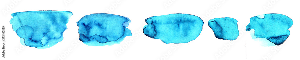 a set of isolated watercolor spots in a bright blue color with drops of a neat shape for the design template and for the text background a set of isolated watercolor spots in a bright blue color with drops of a neat shape for the design template and for the text background