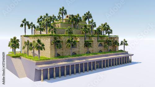 Stampa su tela Isolatd 3d rendering of Hanging Garden of Babylon