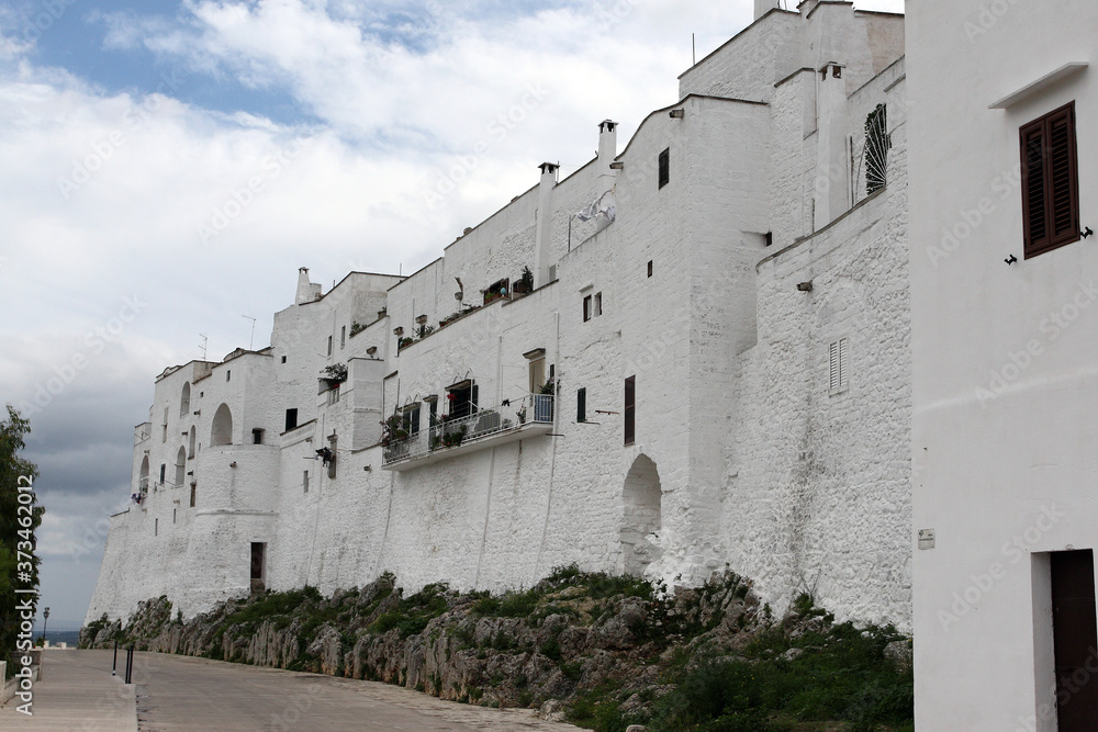 Ostuni, Italy - October 6, 2010: The famous old town of Ostuni also called the white city