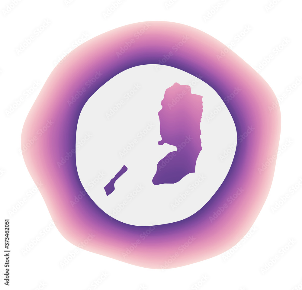 Palestine icon. Colorful gradient logo of the country. Purple and red Palestine rounded sign with map for your design. Vector illustration. Palestine icon. Colorful gradient logo of the country. Purple and red Palestine rounded sign with map for your design. Vector illustration.