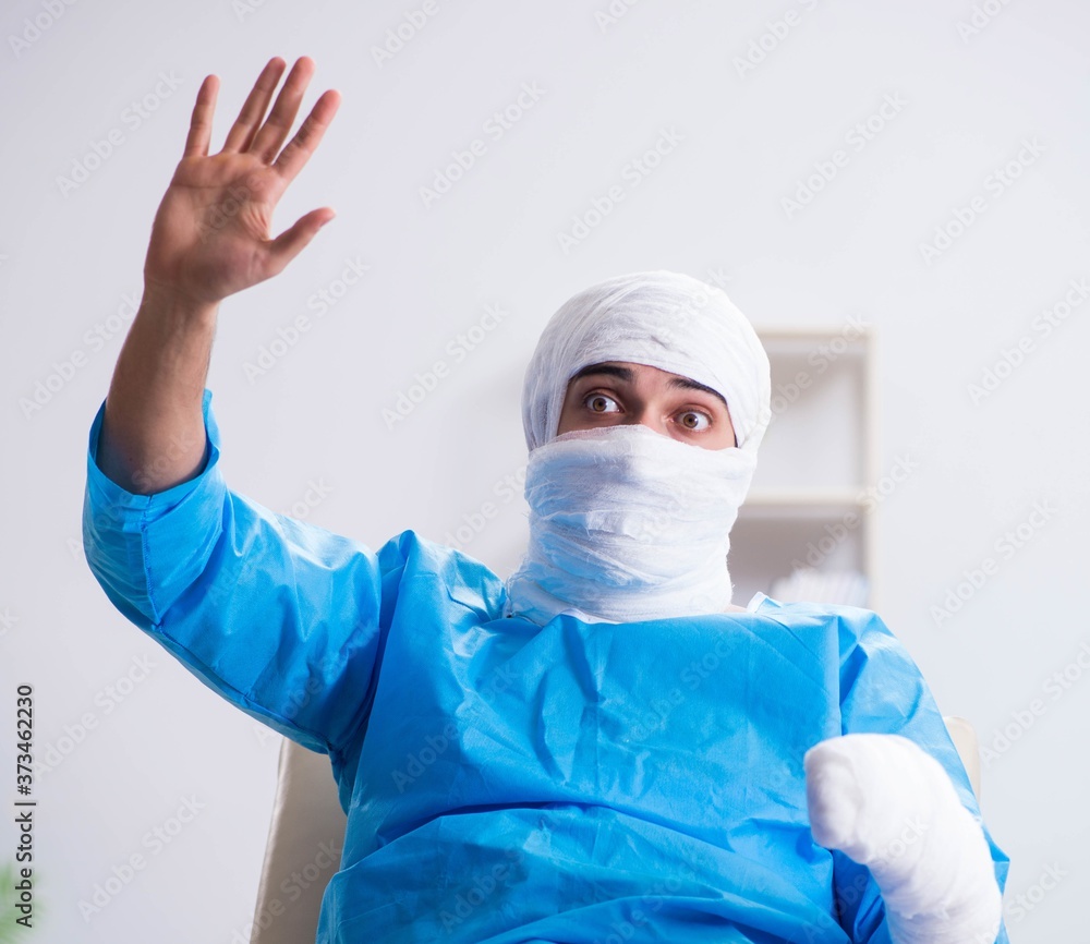 Man suffering from multiple broken bones and fractures Man suffering from multiple broken bones and fractures