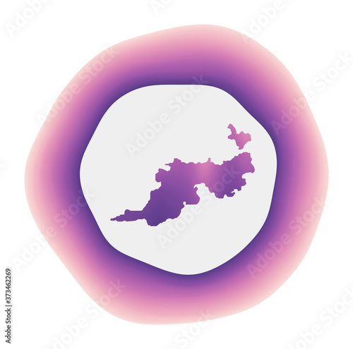 Guana Island icon. Colorful gradient logo of the island. Purple and red Guana Island rounded sign with map for your design. Vector illustration.