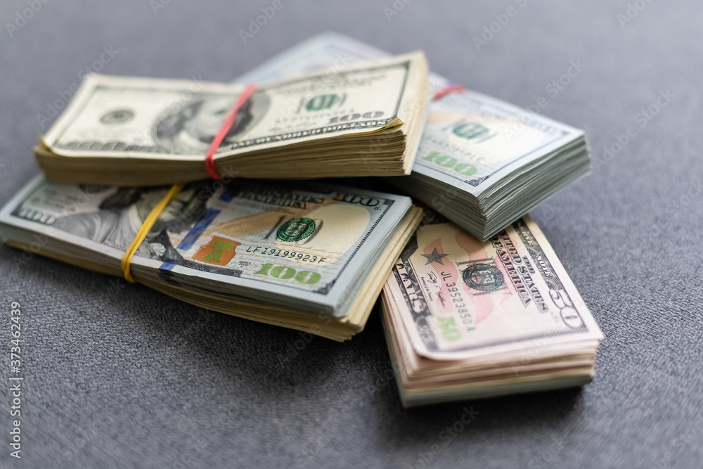 American dollar usa packs on money background. Financial concept American dollar usa packs on money background. Financial concept